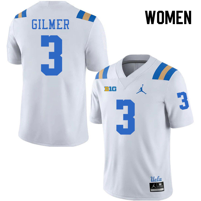 Women #3 Kwazi Gilmer Big 10 Conference College Football Jerseys Stitched-White